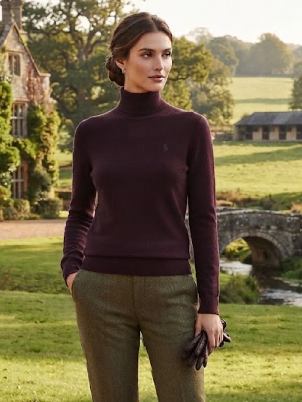 Lauren Ralph Lauren merino wool and cotton turtleneck made in Hong Kong